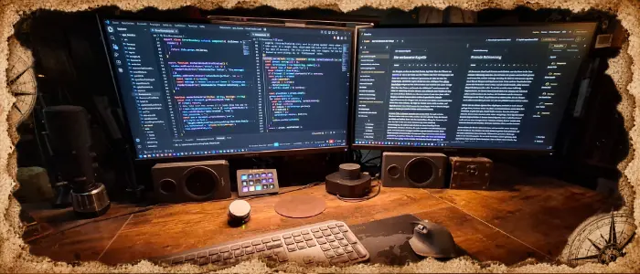 A desk where the Faustica software is being developed