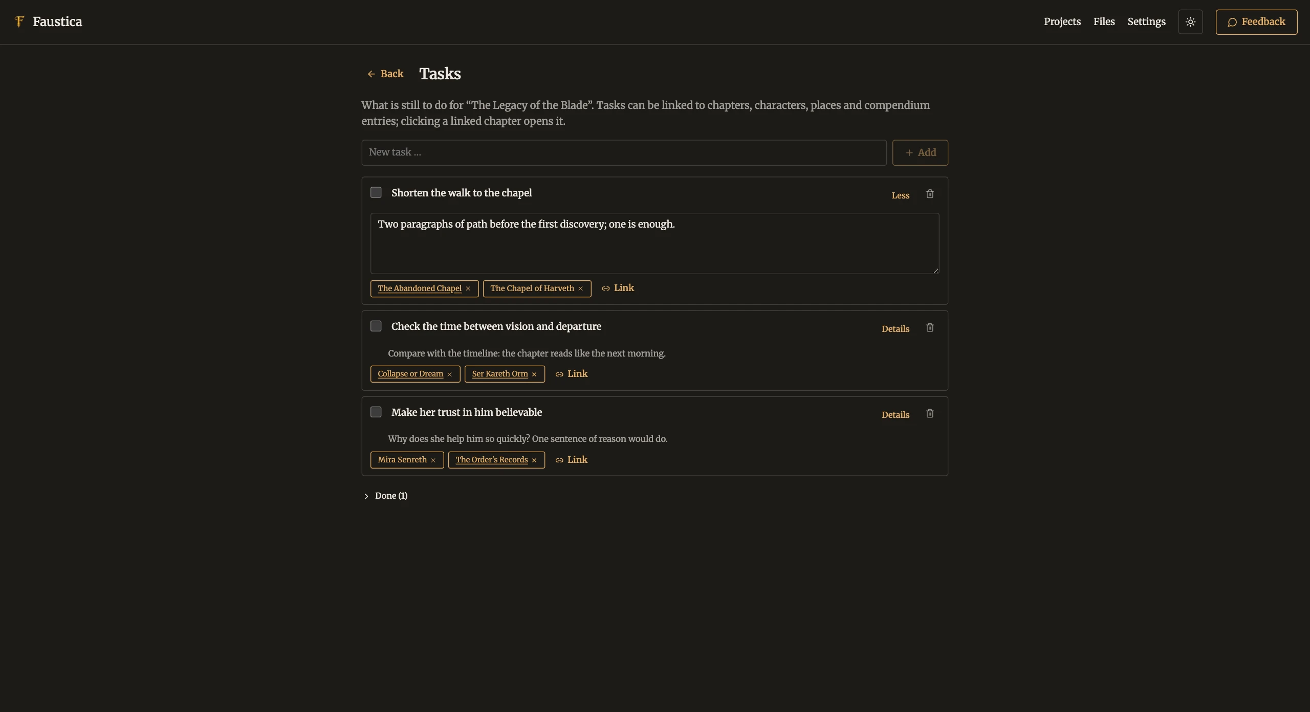 A task in detail